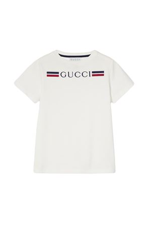 white cotton tshirt GUCCI KIDS | 547559XJGYC9024